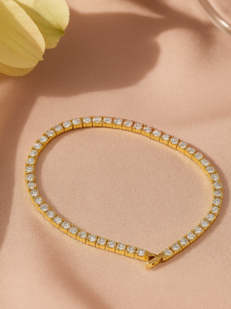 14 KT Gold Plated Rhinestone Tennis Bracelet, Aurora