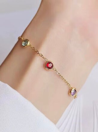 18kt Gold Plated Rainbow Zircon Sleek Bracelet, Hazel