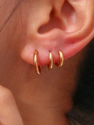 18kt Gold Plated Minimal Round Hoops, Evie