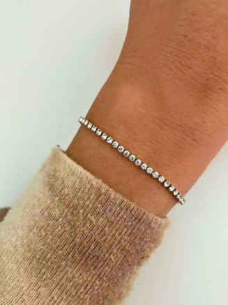 18 KT Gold Plated Stainless Steel Sleek Tennis Bracelet, Halo