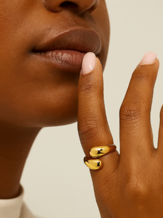 18kt Gold Plated Adjustable Hug Ring, Michelle