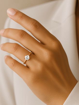 18 KT Gold Plated Cubic Zirconia Paved Solitaire Ring, Orion