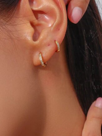 18 KT Gold Plated Dainty Piercing Huggies, Pari